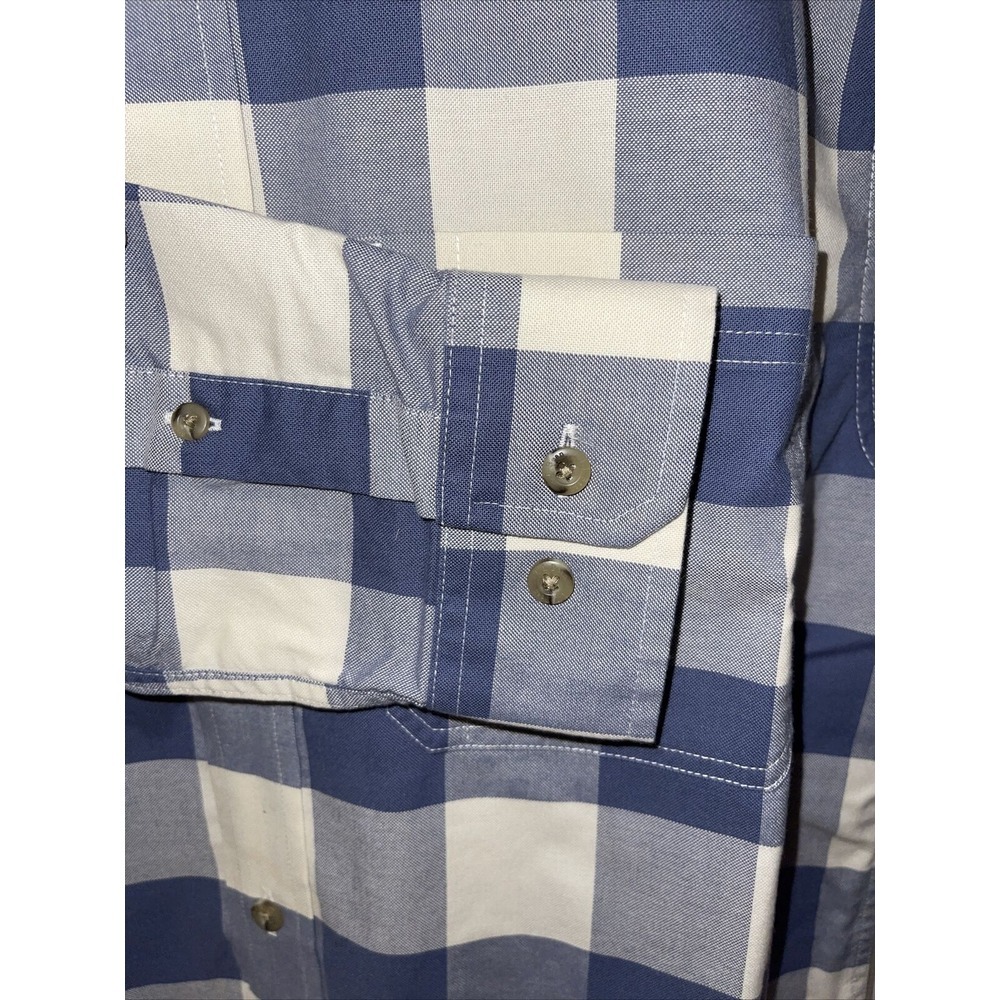 LL Bean Men's Traditional Fit Shirt Long Sleeve Blue White Plaid Button Down - Picture 9 of 12